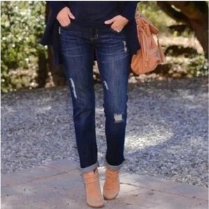 Cabi Distressed Slim Boyfriend Jeans Denim Dark Wash Size 8